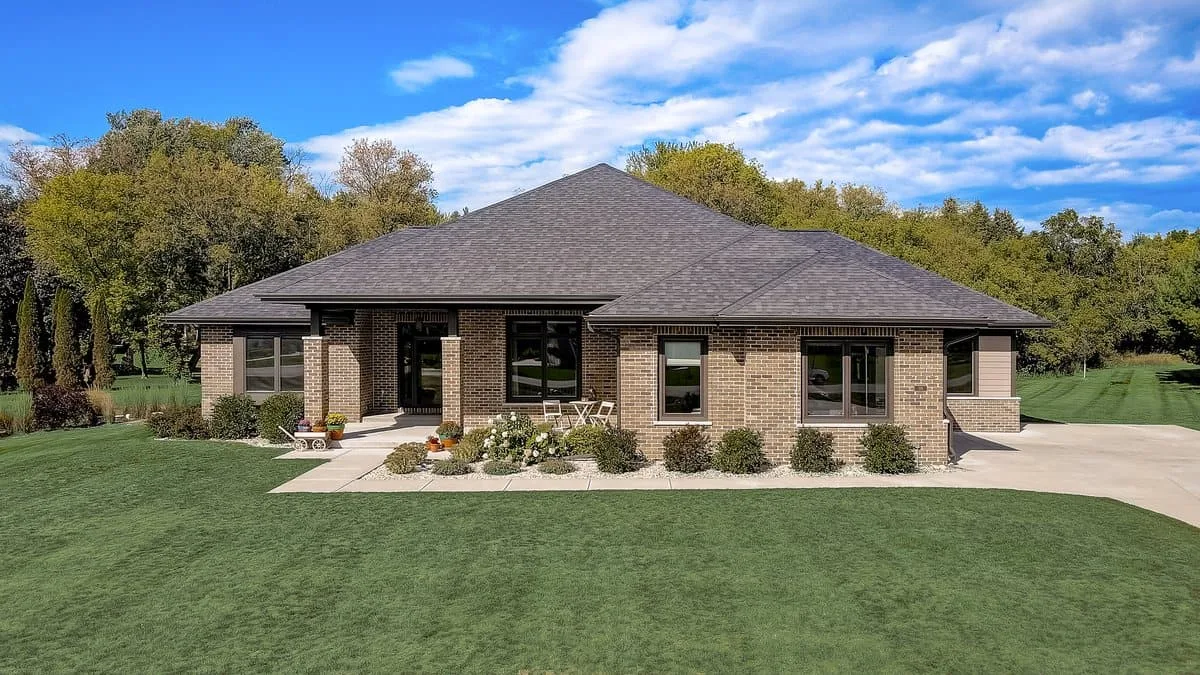 Completed custom brick home